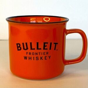 Bulleit Frontier Bourbon Whiskey Orange w/ Black Rim Ceramic Cups Mug